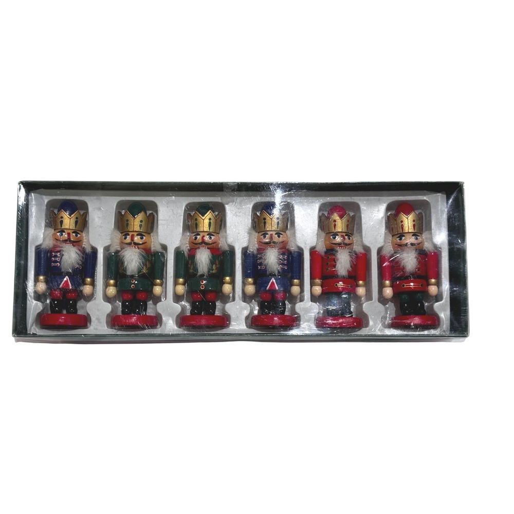 Kurt Adler Miniature Wooden Nutcracker Set 6pc Christmas Table Decor Place card